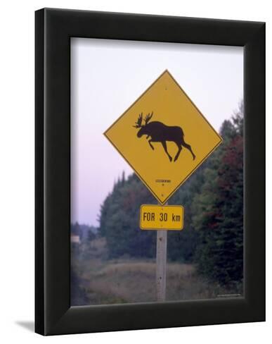 Elg tr\u00e5kk moose crossing Norwegian sign  Screenprint on paper poster